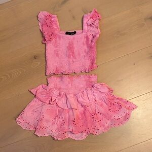 Flowers by Zoe Ruffled Pink Eyelet Set